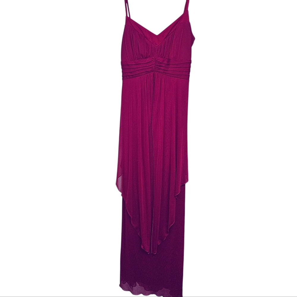 En Focus Petite Romantic Flowy Empire Waist Formal Maxi Dress In Wine Size 8P